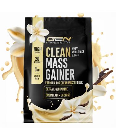 Clean Weight Gainer - 3 kg - Avec Glucides Complexes et Prot ines - Id al pour la Phase de Prise de Masse - Poudre pour la Prise de Masse et de Poids - V g tarien - Saveur Vanilla Vanilla 3 kg