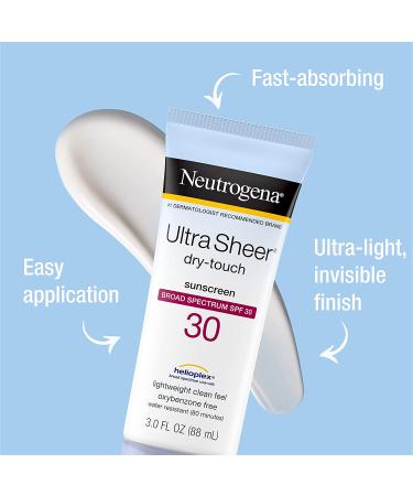 Neutrogena Ultra Sheer Dry-Touch Sunscreen SPF 30 - Oxybenzone-Free, Water-Resistant, Non-Greasy, Travel Size (3 Pack) - Buy Online on GoSupps.com
