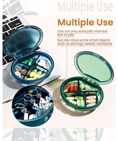 Travel Pill Box - Small Waterproof Pill Container with 4 Compartments - Green Pill Organizer for Vitamins, Fish Oils, Medication - Buy Online on GoSupps.com