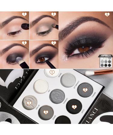 De Lancy Panda Smokey Eye Shadow Palette - 9 Colors for Goth Makeup | High Pigmented Matte & Shimmer Shades in Black, Grey & White - Perfect for Halloween - Buy Online on GoSupps.com