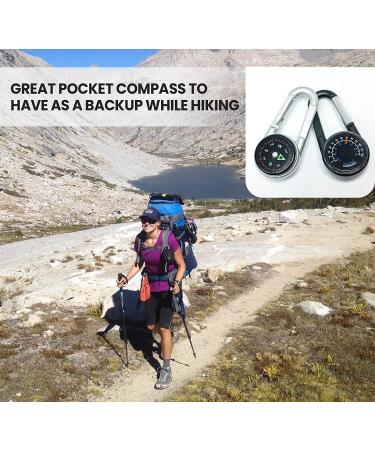 Carabiner Clip On Compass Hiking - Compact Compass Keychain Backpacks | Small Pocket Magnetic Compass Keychain for Kids - Hiking Compass Thermometer | Keyring Keychains Outdoor Survival Camping 2 Pcs - Buy Online on GoSupps.com