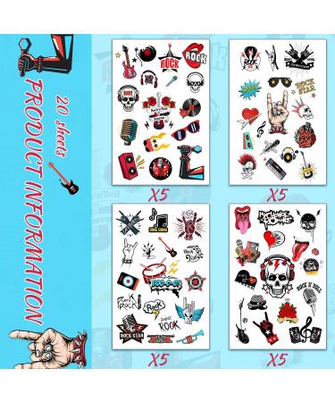 20 Sheets Rock and Roll Temporary Tattoos Rock Star Party Favors Party Decorations Supplies Gifts Born to Rock 50s/80s Rock Theme Party Temporary Tattoos - Buy Online on GoSupps.com