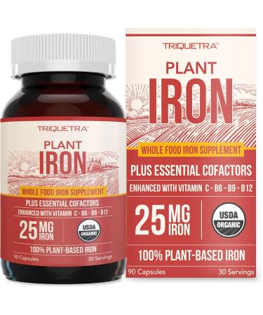 Organic Iron Supplement |  25 mg Elemental Iron | Enhanced Absorption Plus Blood Builder Vitamins 90 Capsules - Buy Online on GoSupps.com