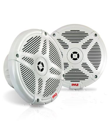 Pyle 6.5 Inch Marine Speakers (Pair) - 2-way IP-X4 Waterproof and Weather Resistant Outdoor Audio Dual Stereo Sound System with 600 Watt Power and Low Profile Design - Pyle PLMR652W (White)