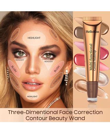 Long-Lasting Liquid Contour Beauty Wand Stick - Waterproof Creamy Matte Bronzer with Cushion Applicator and Makeup Brush - Buy Online on GoSupps.com