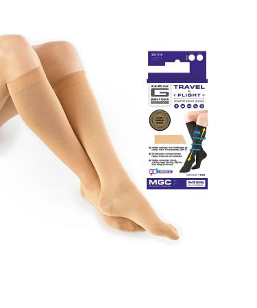 Neo-G Travel Compression Socks For Women - Energizing tired aching legs. Perfect flight companion great for long periods of inactivity - Graduated Compression Socks - Beige - S