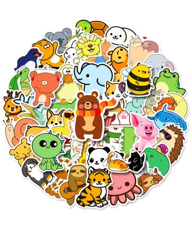 100pcs Cute Animal Stickers Laptop Decal Water Bottle Stickers for Kids Teens Girls Boys Frog Penguin Fox Panda Elephant Stickers Rainbow Color