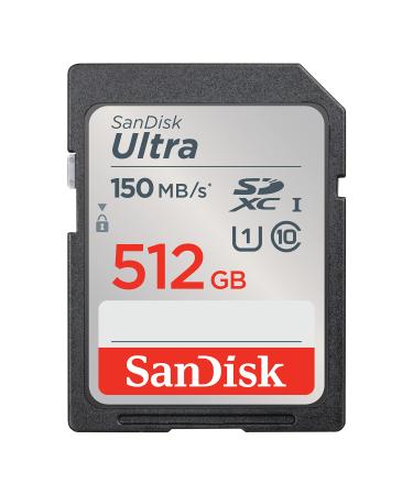 SanDisk 512GB Ultra SDXC UHS-I Memory Card - Up to 150MB/s, C10, U1, Full HD, SD Card - SDSDUNC-512G-GN6IN Memory Card Only 512GB