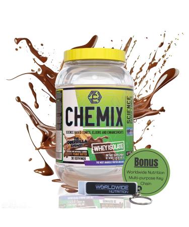 Chemix Whey Protein Isolate Chocolate Peanut Butter Flavor- Pure Whey Protein Powder 2Lb (30 Servings) - with Bonus worldwidenutrition Multi Purpose Key Chain