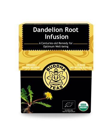 Buddha Teas Organic Dandelion Root Tea - OU Kosher, USDA Organic, CCOF Organic, 18 Bleach-Free Tea Bags