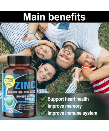 SOTALIX Zinc Quercetin Immune Support with Vitamin C & Elderberry - 2750mg Strength for Heart & Lung Health - 90 Day Supply - Adults & Kids - Buy Online on GoSupps.com
