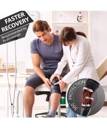 PURE SUPPORT Knee Brace Sleeve with Strap Compression for Meniscus Tear, Arthritis, Running - M Black/Straps - Buy Online on GoSupps.com
