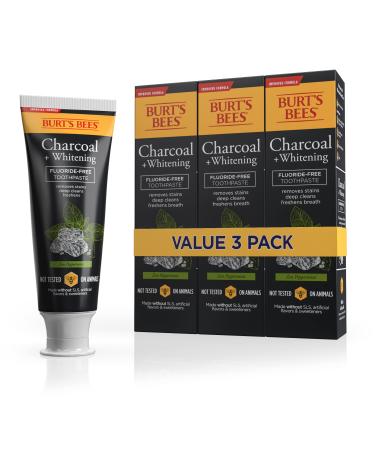Burt s Bees Toothpaste Natural Flavor Charcoal Fluoride-Free Toothpaste Zen Peppermint 4.7 oz Pack of 3