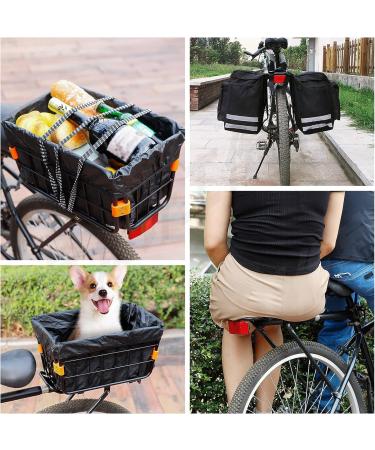 Universal Bike Rear Rack - 165 LB Capacity Aluminum Alloy with Free Bungee Cord & Waterproof Cover - Quick Release Adjustable MTB Bike Basket - Buy Online on GoSupps.com