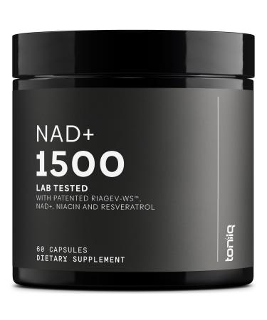 Toniiq NAD+ Supplement 1500mg - Ultra High Strength NAD Supplement with Clinically Studied Ingredients with Patented RiaGev-WS Resveratrol and Niacin - 60 Capsules 60 Count (Pack of 1)