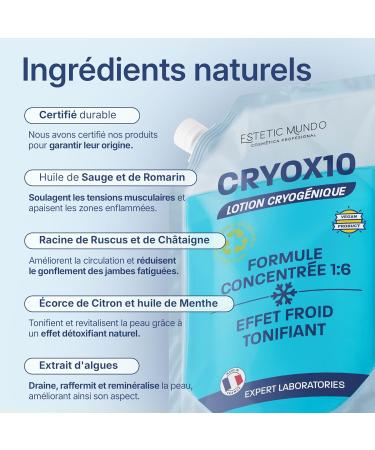 CRYOX10 Lotion Cryog nique Concentr e 1:6 Cryoth rapie Pro et Domicile | Effet Froid Imm diat Anti-Cellulite Draineur | Jambes Lourdes Muscles Fatigu s | En Spray Gaze Bande (250) - Buy Online on GoSupps.com