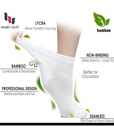 Hugh Ugoli Women Diabetic Ankle Socks 4 Pairs - Super Soft Bamboo, Wide Top, Seamless Toe - Lilac (10-12) - Buy Online on GoSupps.com