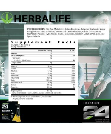 HERBALIFE24 Liftoff: Pineapple Push (30 Stick Packs) Nutrition for The 24-Hour Athlete Energy Supplement Natural Flavor with Other Natural Flavors Certified for Sport Certified Vegetarian - Buy Online on GoSupps.com