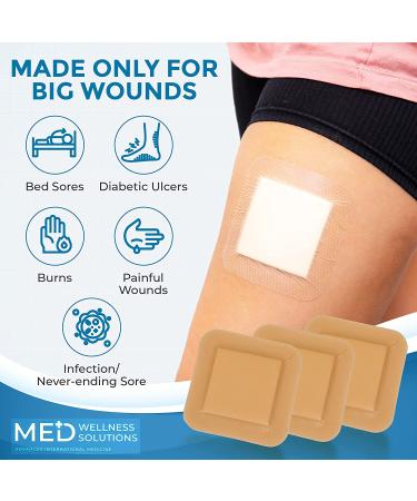 Med Wellness Solutions Silicone Foam Dressings 4x4 - Pack of 12 | Bordered Silicone Bandages for Wound Care, Bedsores & Diabetic Supplies - Buy Online on GoSupps.com