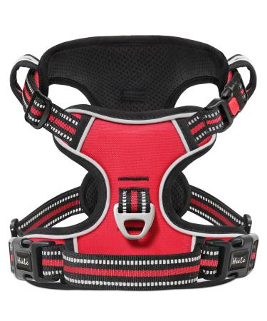 Heele dog crockery breast harness for dogs running harness dog with lockable snap lock adjustable reflective dog harness open on the neck anti-train dog harness red m m-breast grapes: 38-71cm lock-red