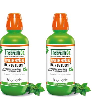 The Breath Co - Bain de Bouche Sans Alcool - Formule d velopp e par un dentiste - Haleine Fra che pendant 12 heures* - Menthe Douce 500ml (Lot de 2) Vert 500 ml (Lot de 2)