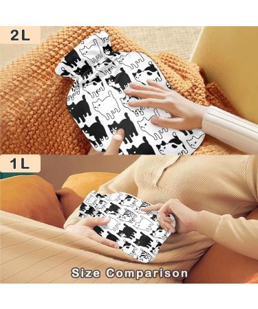 Naanle Black & White Cat Hot Water Bottle - 2L Large Warm Therapy for Pain Relief | Ideal for Bed Hand & Feet Warmth - International Shipping - Buy Online on GoSupps.com