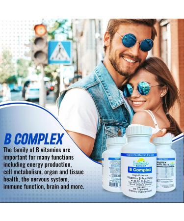 Sunshine Vitamins B Complex 90 Capsules Supports Energy Metabolism Brain Immune & Nervous System Health Non-GMO No Soy Gluten Dairy - Buy Online on GoSupps.com