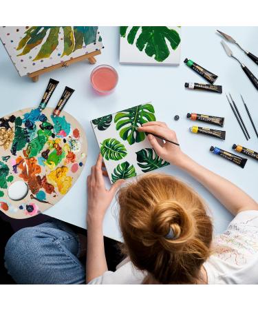 Arteza 6x6 Inch White Stretched Canvas Pack - 12 Canvases, 100% Cotton, Gesso-Primed - Ideal for Acrylic Pouring and Oil Painting - Buy Online on GoSupps.com