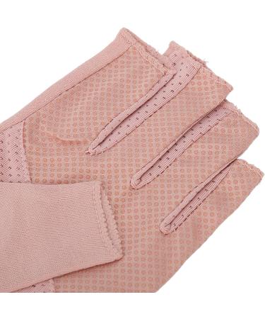 Manicure Gloves UV Protection Stretchy Breathable Fingerless Fiber Cotton Nail Lamp Gloves for Home Salon(Pale Pinkish Gray) - Buy Online on GoSupps.com