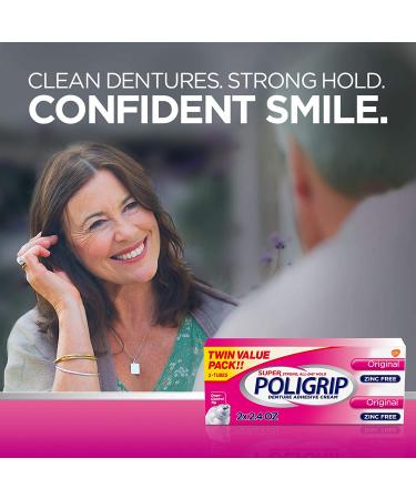 Super Poligrip Original Formula Zinc-Free Denture Adhesive Cream 2.4oz Twin Pack - Buy Online on GoSupps.com
