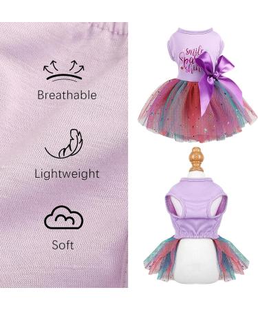 Summer Dog Dress for Small Dogs - Mesh Puppy Clothing for Yorkies & Chihuahuas - Princess Birthday Outfit in Violet - X-Small - Buy Online on GoSupps.com