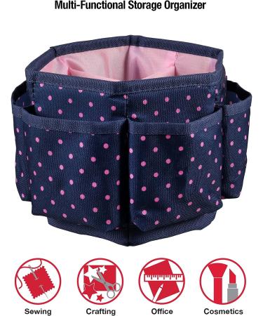 SINGER Sewing Storage Desktop Spinner in Navy with Pink Polka Dots - Buy Online on GoSupps.com