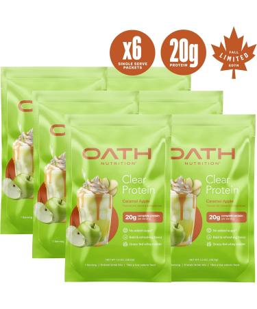 Oath Nutrition Clear Whey Isolate Protein Powder Caramel Apple 20g Complete Protein per Serving No Added Sugar Grass-Fed Single Serving (6 Count) - Buy Online on GoSupps.com