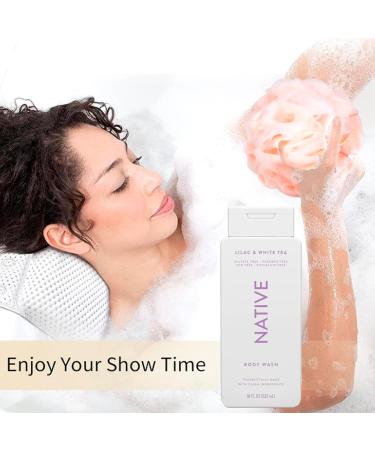 Native Body Wash Lilac & White Tea 18 oz - Sulfate & Paraben Free Unisex with Premium Loofah & Back Sponge - Buy Online on GoSupps.com