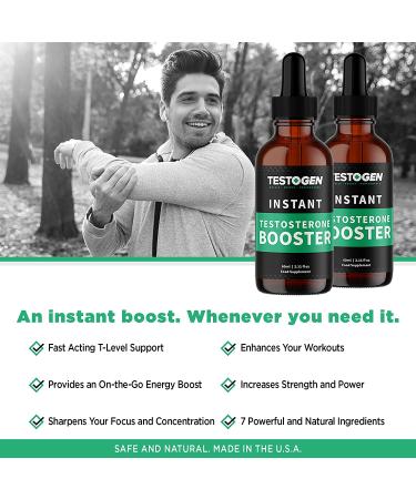 Testogen Men's T-Level Support Liquid Drops | Vitamin D, Zinc, L-Arginine | 60ml Fast-Release Formula | Mood, Energy, Lean Muscles Support | Herbal & All-Natural - Buy Online on GoSupps.com