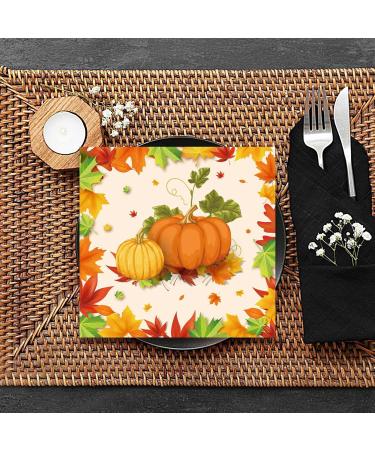 Plates | Pumpkin Maple Decorations Favors Maple Leaves Pumpkin Decor Fall Tableware Autumn Leaves Tableware Set Harvest Decoration Serve 16 Guests Tissue - Buy Online on GoSupps.com