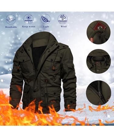 Buy Hanxiulin Oversize Warm Plush Jacket for Men - Winter Hooded Coat in Green 4XL | Soft Fleece Lined Outdoor Jacket - Buy Online on GoSupps.com