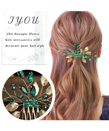 Bridal Wedding Hair Accessories Green Hair Accessories Sparkly Rhinestone Hair Combs Slides Hair Clips Prom Hair Accessories French Hair Comb Hair Jewelry Hair Pieces for Women - Buy Online on GoSupps.com