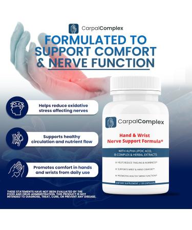 Carpal Complex Carpal Tunnel Nerve Support Supplement Alpha Lipoic Acid + B Complex Helps Reduce Tingling & Numbness 120 Capsules - Buy Online on GoSupps.com