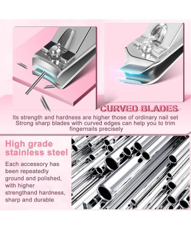 Professional 20-Piece Andrea Manicure Set with Nail Clippers and Scissors in Leather Bag - Pink - Buy Online on GoSupps.com