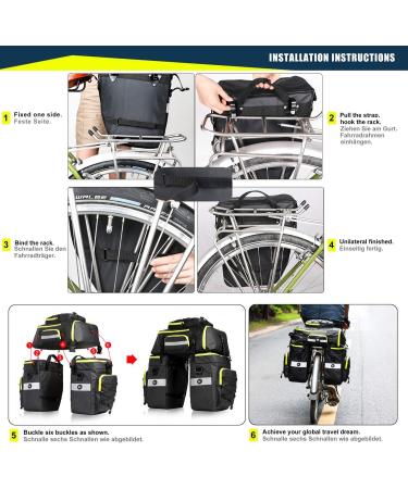 PELLOR Bicycle Bag - Multifunctional Cycling Pannier Tear-Resistant Luggage with Rain Cover - Large Green eCommerce Shipping Worldwide - Buy Online on GoSupps.com