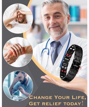 Jeracol Titanium Steel Magnetic Bracelet for Men | Double Row Strength Magnets | Free Links Removal Tool | Gift Box | A-Black - Buy Online on GoSupps.com