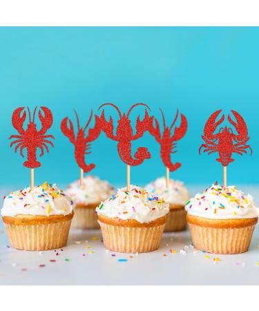 Cyodoos 24Pcs Crawfish Cupcake Toppers Lobster Cupcake Food Picks Bridal Shower Sea Animal Theme Baby Shower Kids Birthday Party Cake Decorations Supplies Crawfish2 - Buy Online on GoSupps.com