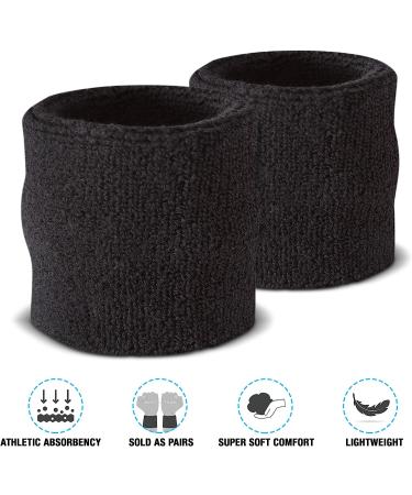Suddora Wrist Sweatbands - Athletic Cotton Terry Cloth Wrist Bands for Basketball  Tennis  Football  Baseball (Pair) Black - Buy Online on GoSupps.com