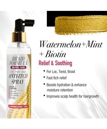 Braid Formula Dr. Feel Cool Anti-Itch Spray Watermelon Mint + Biotin 8.5oz/ 250ml - Moisturzies Cleansing & Refreshing Braids Locks Twists 8.5 Fl Oz (Pack of 1) Watermelon Mint + Biotin - Buy Online on GoSupps.com