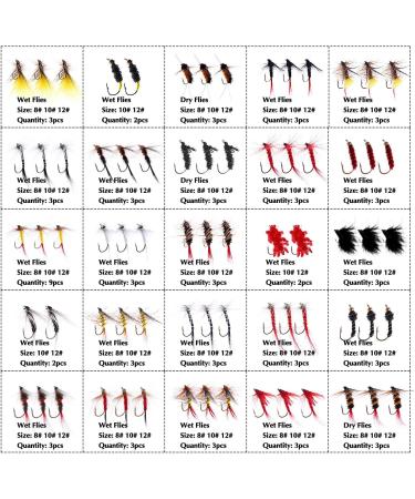 Premium Fly Fishing Flies Kit - 36/78Pcs Lures Assortment for Trout in Waterproof Box - Buy Online on GoSupps.com