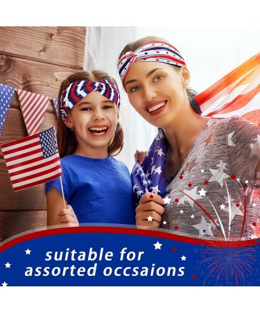Patriotic American Flag Headband Set - 20 Pcs 4th of July Twisted Hair Bands for Women - USA Bandanas Stretchy Head Wraps for Independence Day Yoga & Running - Buy Online on GoSupps.com