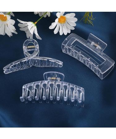 Lusofie 3Pcs Clear Claw Clip Set for Thick Hair - Strong Hold Banana Hair Clips for Women and Girls - Buy Online on GoSupps.com