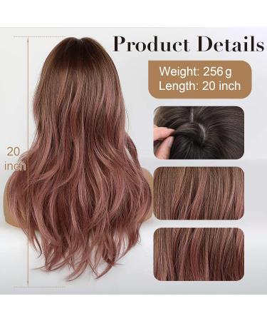 Emmor Long Purple Pink Ombre Wig for Women - Natural Curly Hair with Bangs | Perfect for Party Cosplay & Daily Use - Buy Online on GoSupps.com