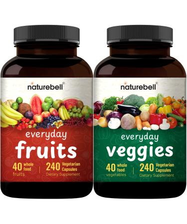 Fruit and Veggies Supplement 480 Total Vegetarian Capsules | Balance of Natural 40 Whole Fruits & Veggies Blend | Fresh Superfood Formula with Vitamins and Minerals Non-GMO